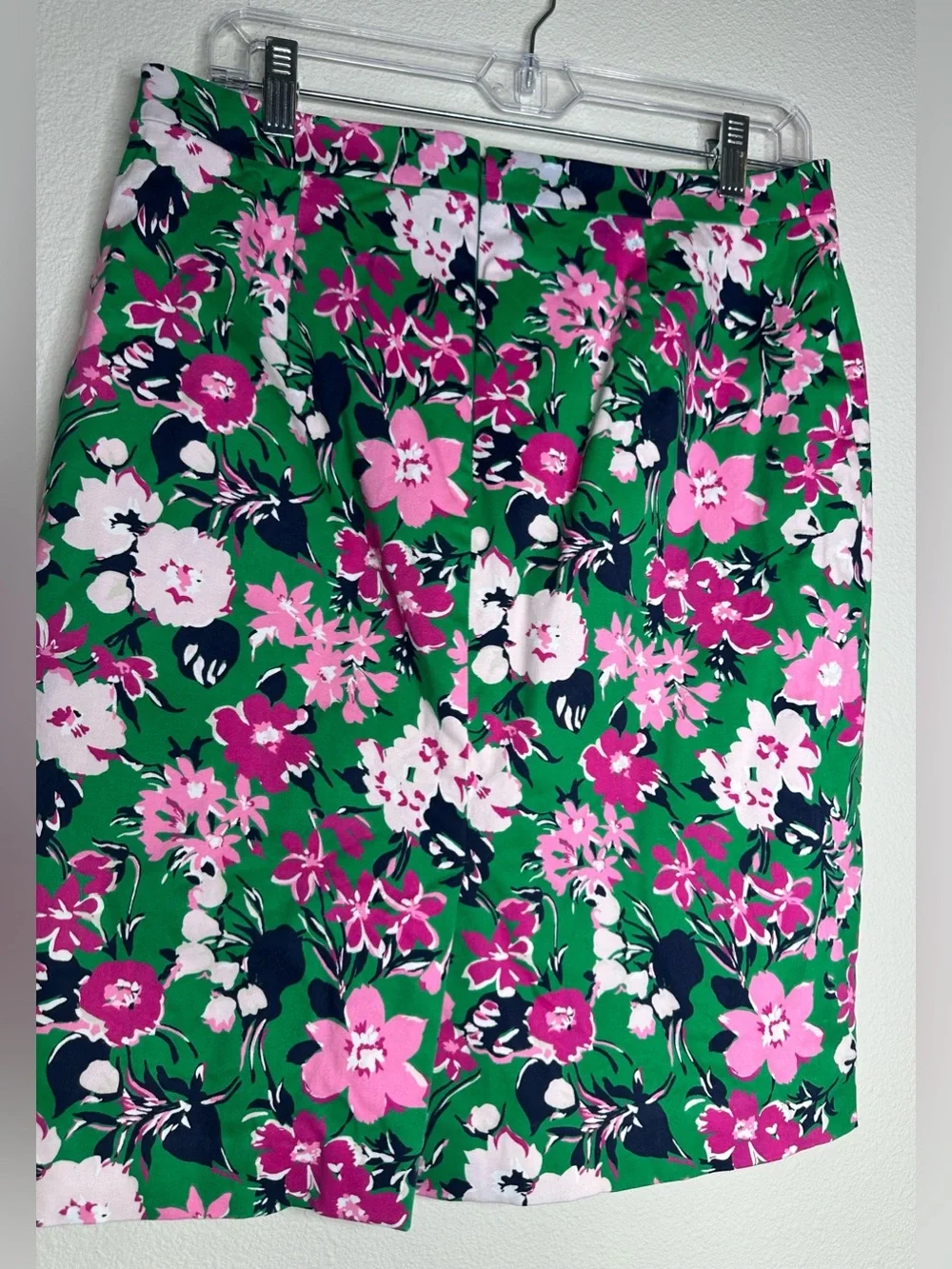 J.Crew Green Floral Pencil Skirt Cotton Stretch Pink White Print Size 6 Women’s